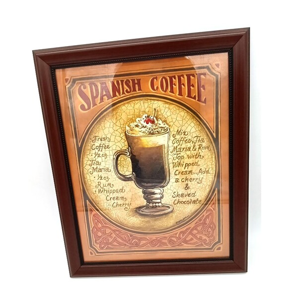 Spanish Coffee Recipe 13X16 Framed Print Coffee Bar Decor - Picture 3 of 6